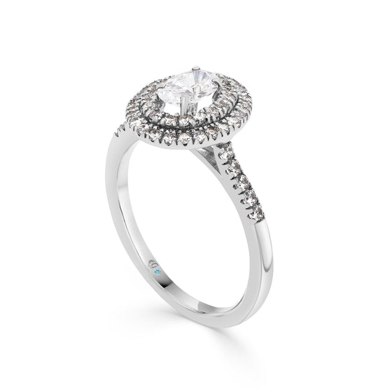 Oval Double Halo Diamond Engagement Ring - Gem-imas Diamond Jewellery