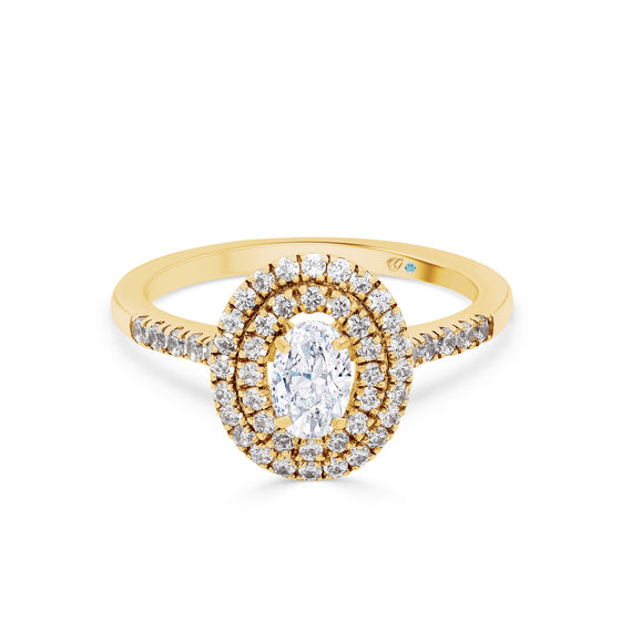 Oval Double Halo Diamond Engagement Ring - Gem-imas Diamond Jewellery