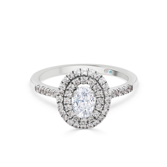 Oval Double Halo Diamond Engagement Ring - Gem-imas Diamond Jewellery