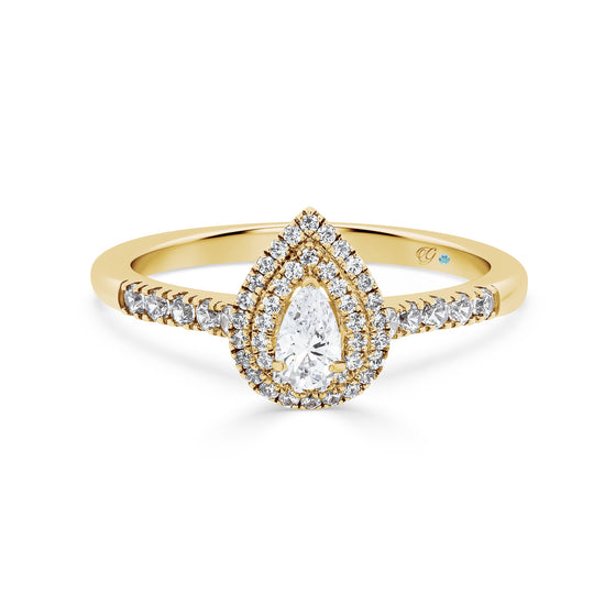 Pear Shaped Double Halo Diamond Engagement Ring - Gem-imas Diamond Jewellery