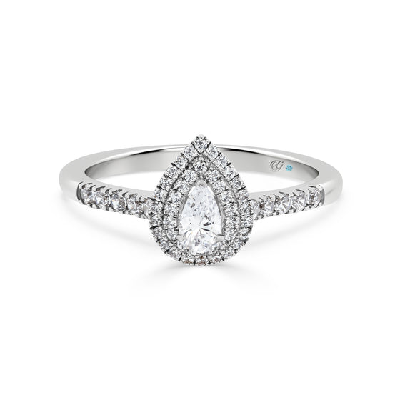 Pear Shaped Double Halo Diamond Engagement Ring - Gem-imas Diamond Jewellery