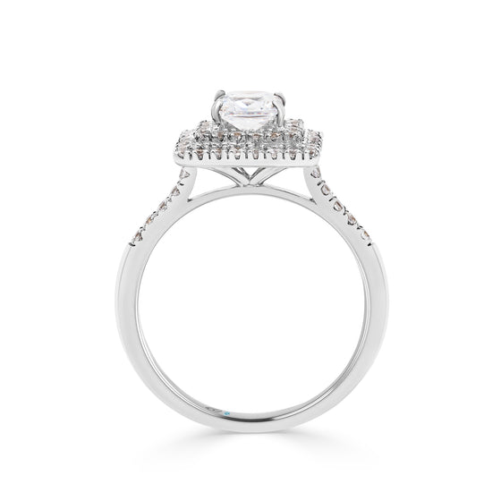 Princess Cut Double Halo Diamond Engagement Ring - Gem-imas Diamond Jewellery