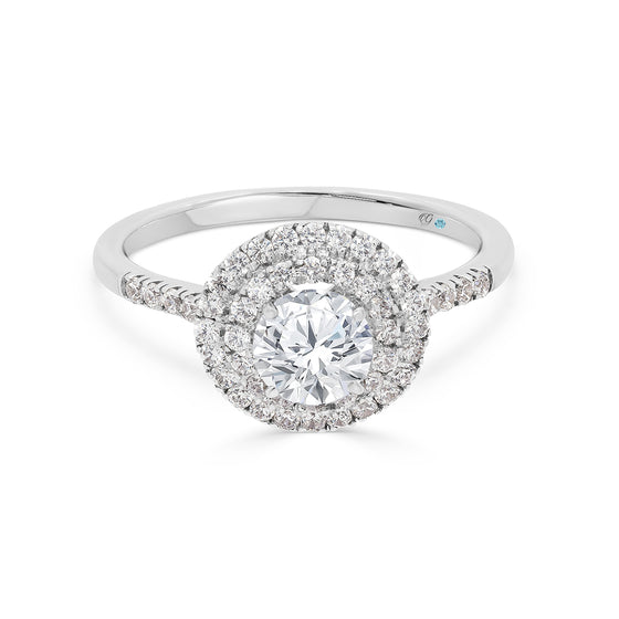 Round Brilliant Double Halo Diamond Engagement Ring - Gem-imas Diamond Jewellery