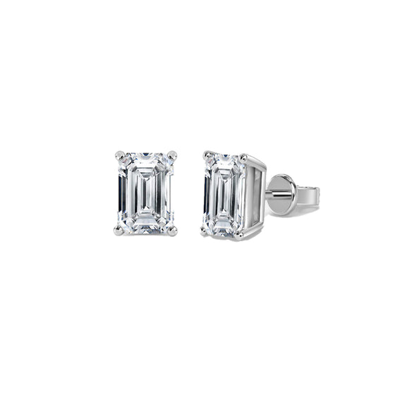 Emerald Cut Solitaire Diamond Stud Earrings - Gem-imas Diamond Jewellery