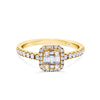 18ct Gold Emerald Cut Diamond Cluster Engagement Ring - Gem-imas Diamond Jewellery