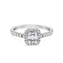  18ct Gold Emerald Cut Diamond Cluster Engagement Ring - Gem-imas Diamond Jewellery