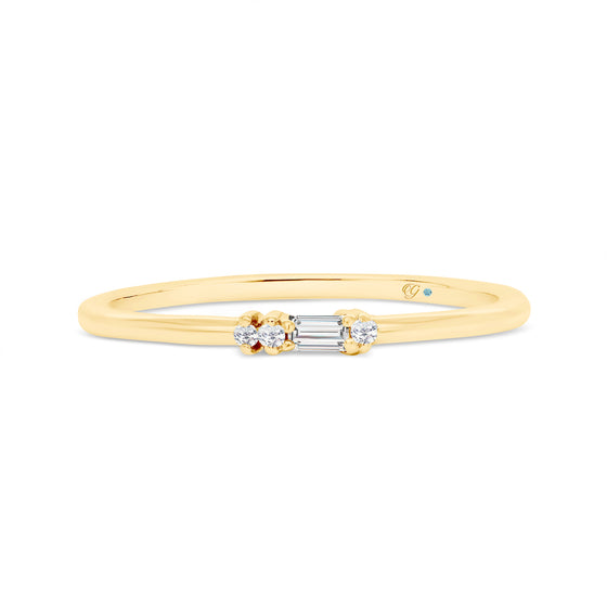 Letter F Morse Code Diamond Stacking Ring - Gem-imas Diamond Jewellery