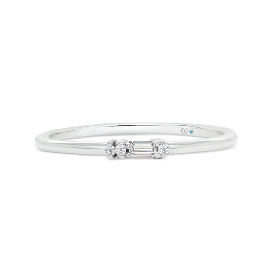 Letter F Morse Code Diamond Stacking Ring - Gem-imas Diamond Jewellery