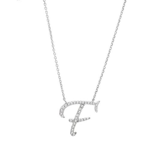 Love Letters - Diamond Initial Pendant F - Gem-imas Diamond Jewellery