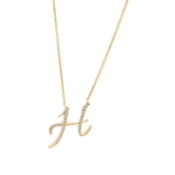 Love Letters - Diamond Initial Pendant H - Gem-imas Diamond Jewellery