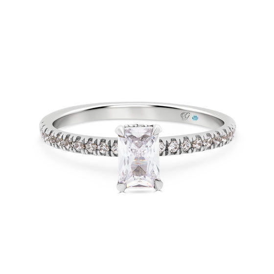 Emerald Cut Hidden Halo Diamond Engagement Ring - Gem-imas Diamond Jewellery