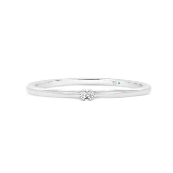 Letter I Morse Code Diamond Stacking Ring - Gem-imas Diamond Jewellery