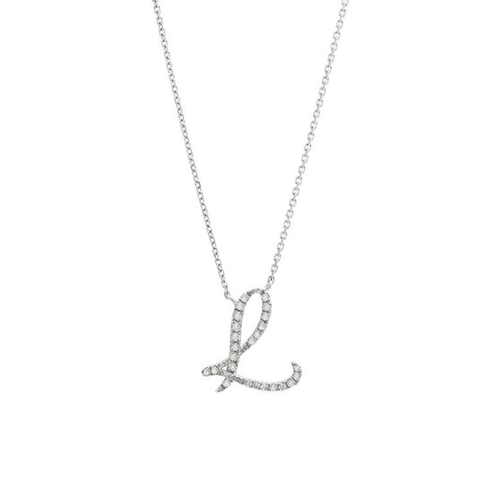 Love Letters - Diamond Initial Pendant L - Gem-imas Diamond Jewellery