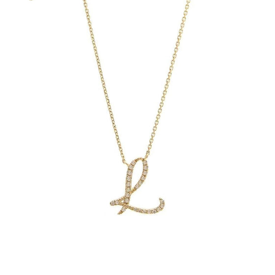 Love Letters - Diamond Initial Pendant L - Gem-imas Diamond Jewellery