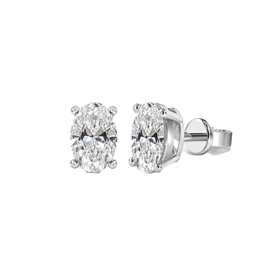 Oval Solitaire Diamond Stud Earrings - Gem-imas Diamond Jewellery