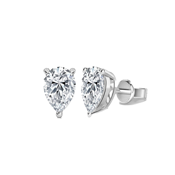 Pear Cut Solitaire Diamond Stud Eearrings - Gem-imas Diamond Jewellery