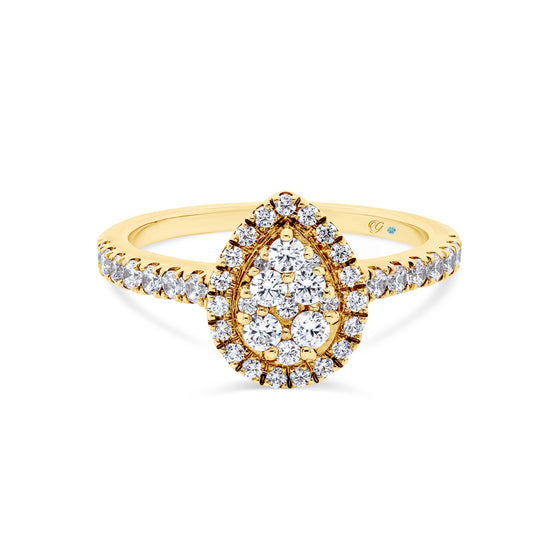 18ct Gold Pear Diamond Cluster Engagement Ring - Gem-imas Diamond Jewellery