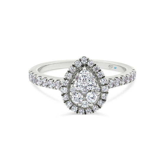 18ct Gold Pear Diamond Cluster Engagement Ring - Gem-imas Diamond Jewellery