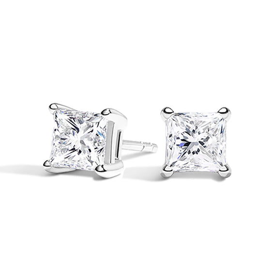 Princess Cut Solitaire Diamond stud earrings - Gem-imas Diamond Jewellery