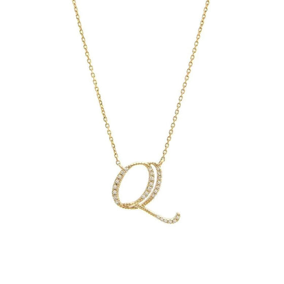 Love Letters - Diamond Initial Pendant Q - Gem-imas Diamond Jewellery