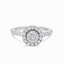  18ct White Gold Round Diamond Cluster Engagement Ring - Gem-imas Diamond Jewellery