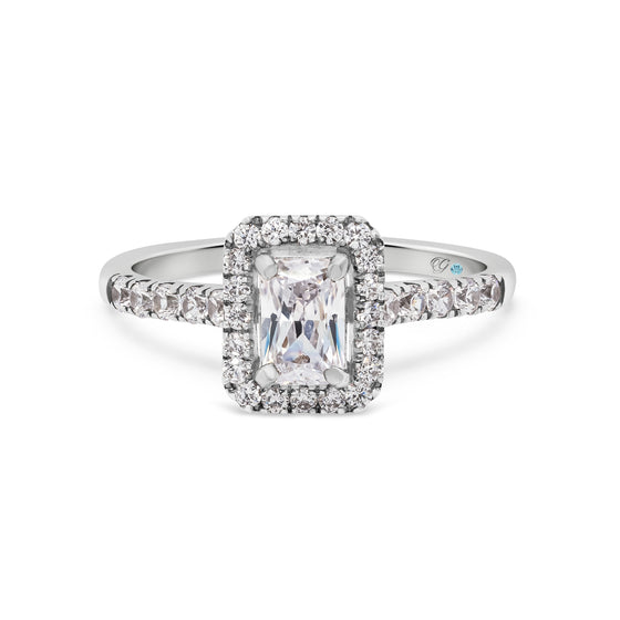 Emerald Cut Diamond Halo Engagement Ring - Gem-imas Diamond Jewellery