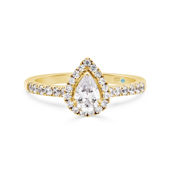 Pear Shaped Diamond Halo Engagement Ring - Gem-imas Diamond Jewellery