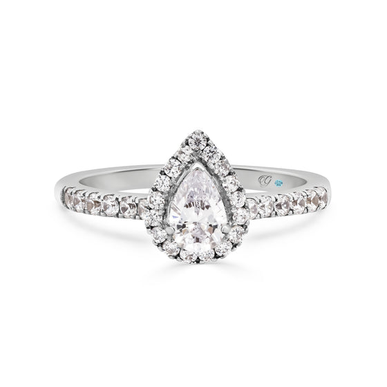 Pear Shaped Diamond Halo Engagement Ring - Gem-imas Diamond Jewellery