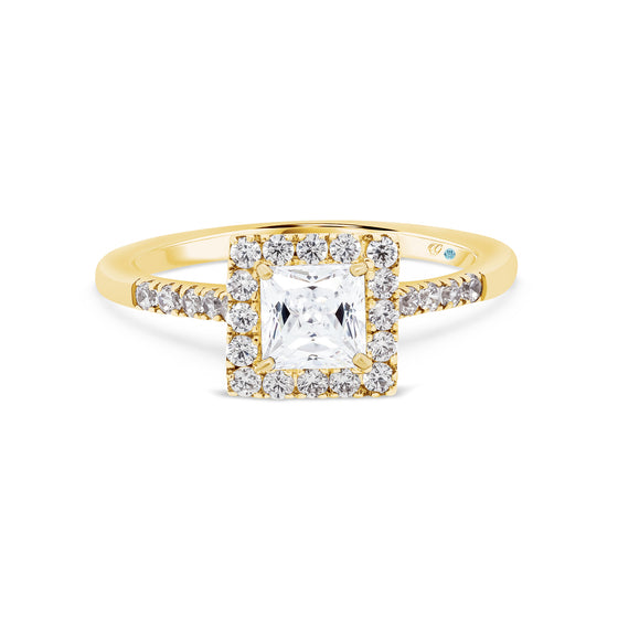 Princess Cut Diamond Halo Engagement Ring - Gem-imas Diamond Jewellery