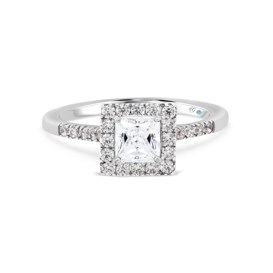 Princess Cut Diamond Halo Engagement Ring - Gem-imas Diamond Jewellery