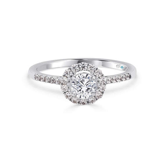 Round Brilliant Diamond Halo Engagement Ring - Gem-imas Diamond Jewellery