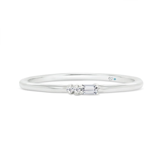 Letter U Morse Code Diamond Stacking Ring - Gem-imas Diamond Jewellery