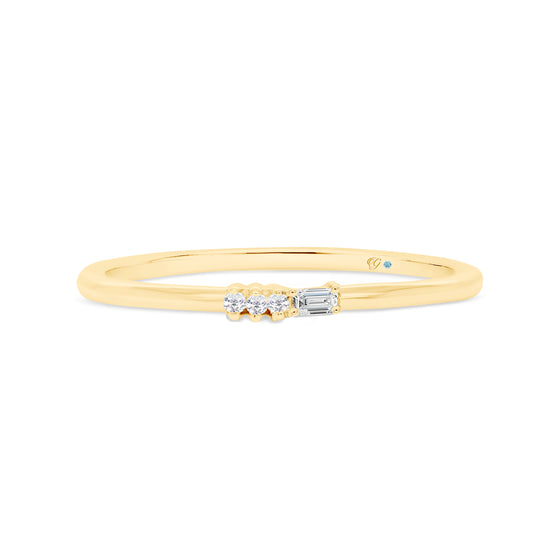 Letter V Morse Code Diamond Stacking Ring - Gem-imas Diamond Jewellery