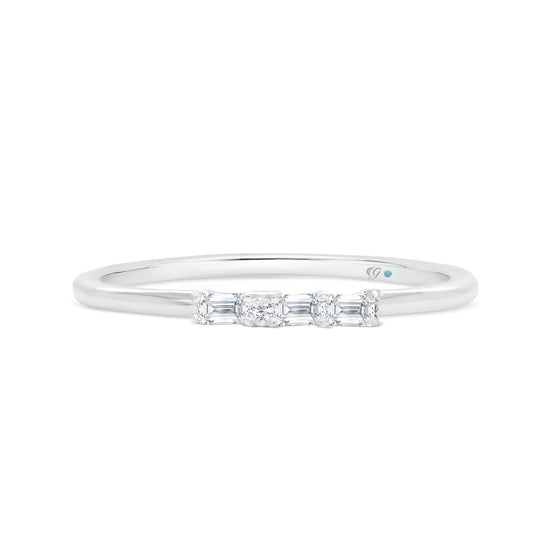 Letter Y Morse Code Diamond Stacking Ring - Gem-imas Diamond Jewellery