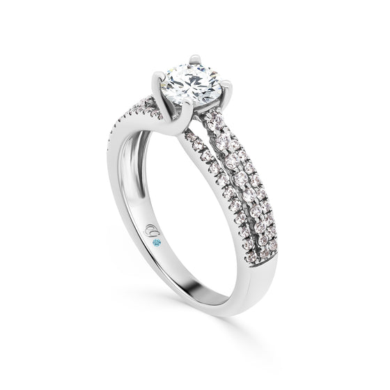 Zahra 3 row Solitaire Diamond Engagement Ring - Gem-imas Diamond Jewellery